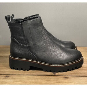 Nordstrom Women's Miller 2 Water Resistant Boots Size 7.5 Black Leather Lug Sole